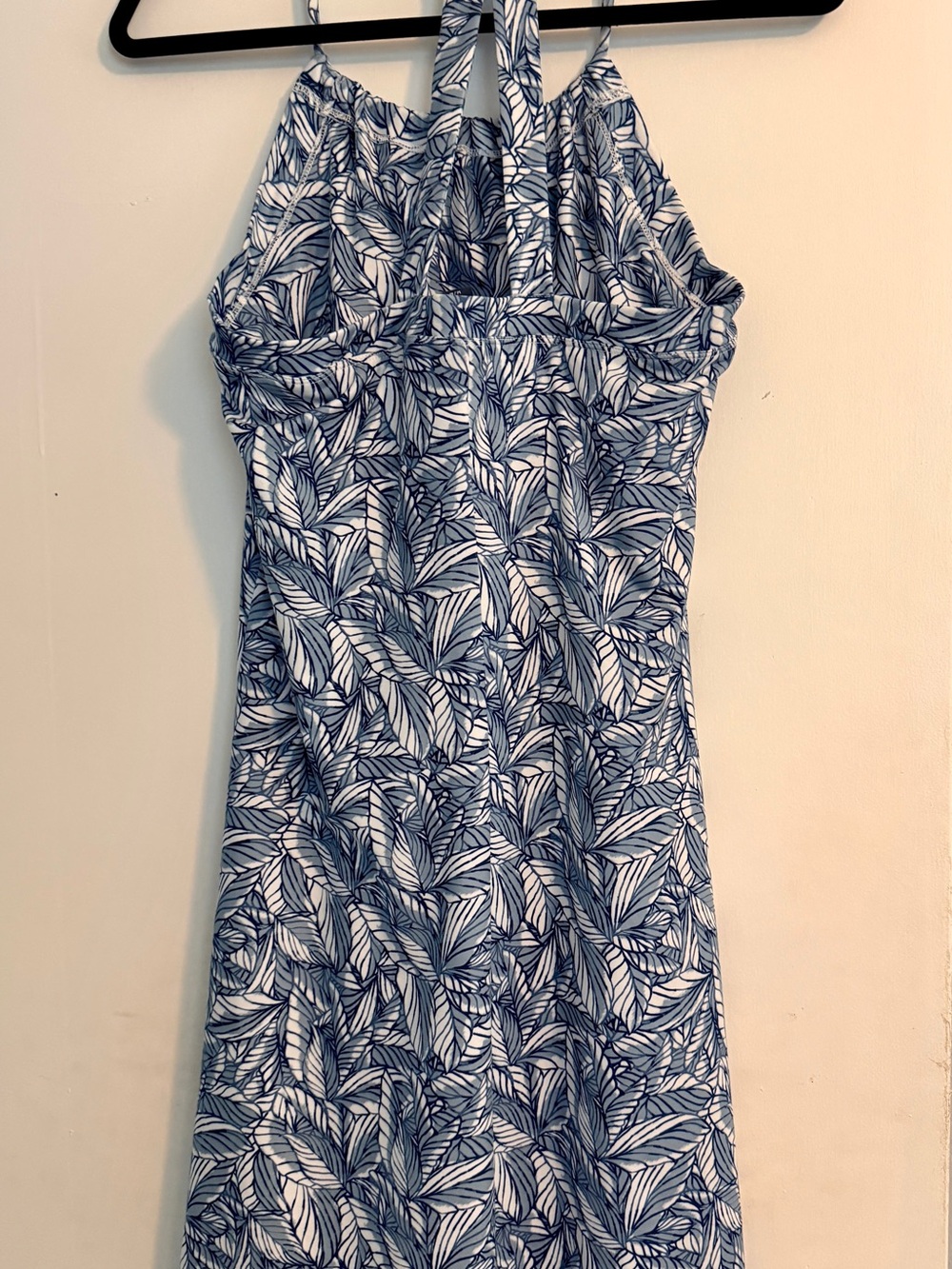 Eddie Bauer Blue and White Leaf-Print Dress